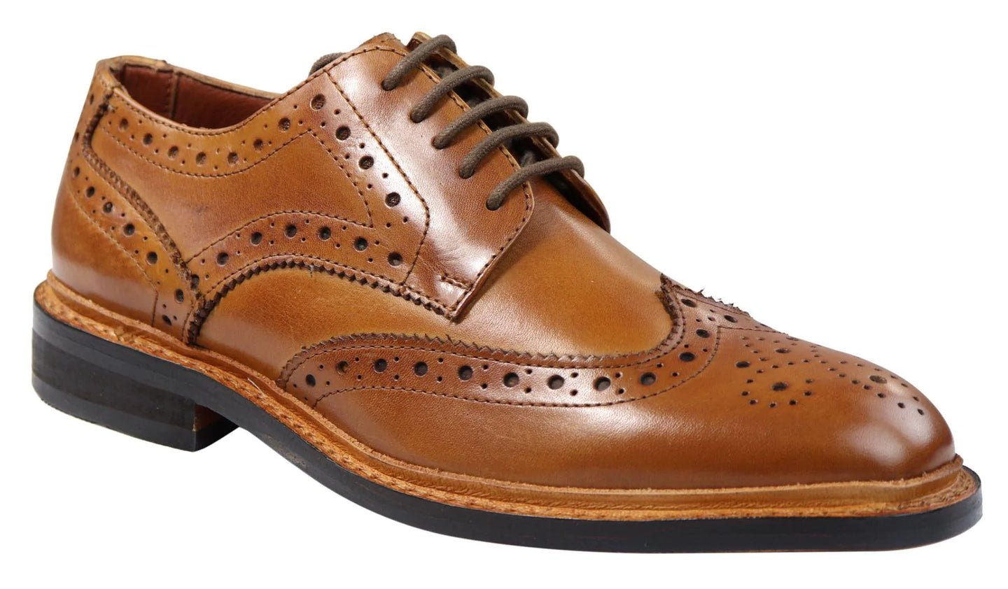 Meeste Oxfordi brogue-kingad paeltega nahast, Goodyeari õmblustega, tan-pruunid, burgundiapunased