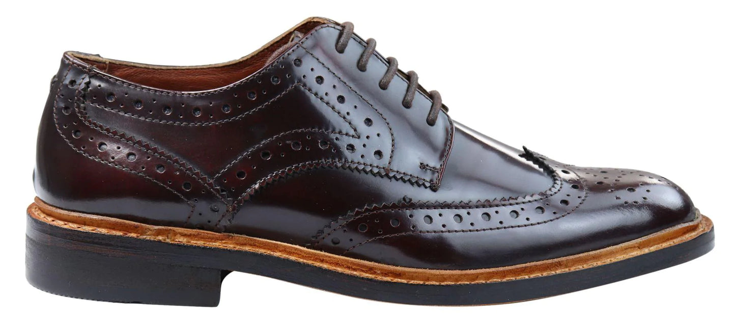 Meeste Oxfordi brogue-kingad paeltega nahast, Goodyeari õmblustega, tan-pruunid, burgundiapunased