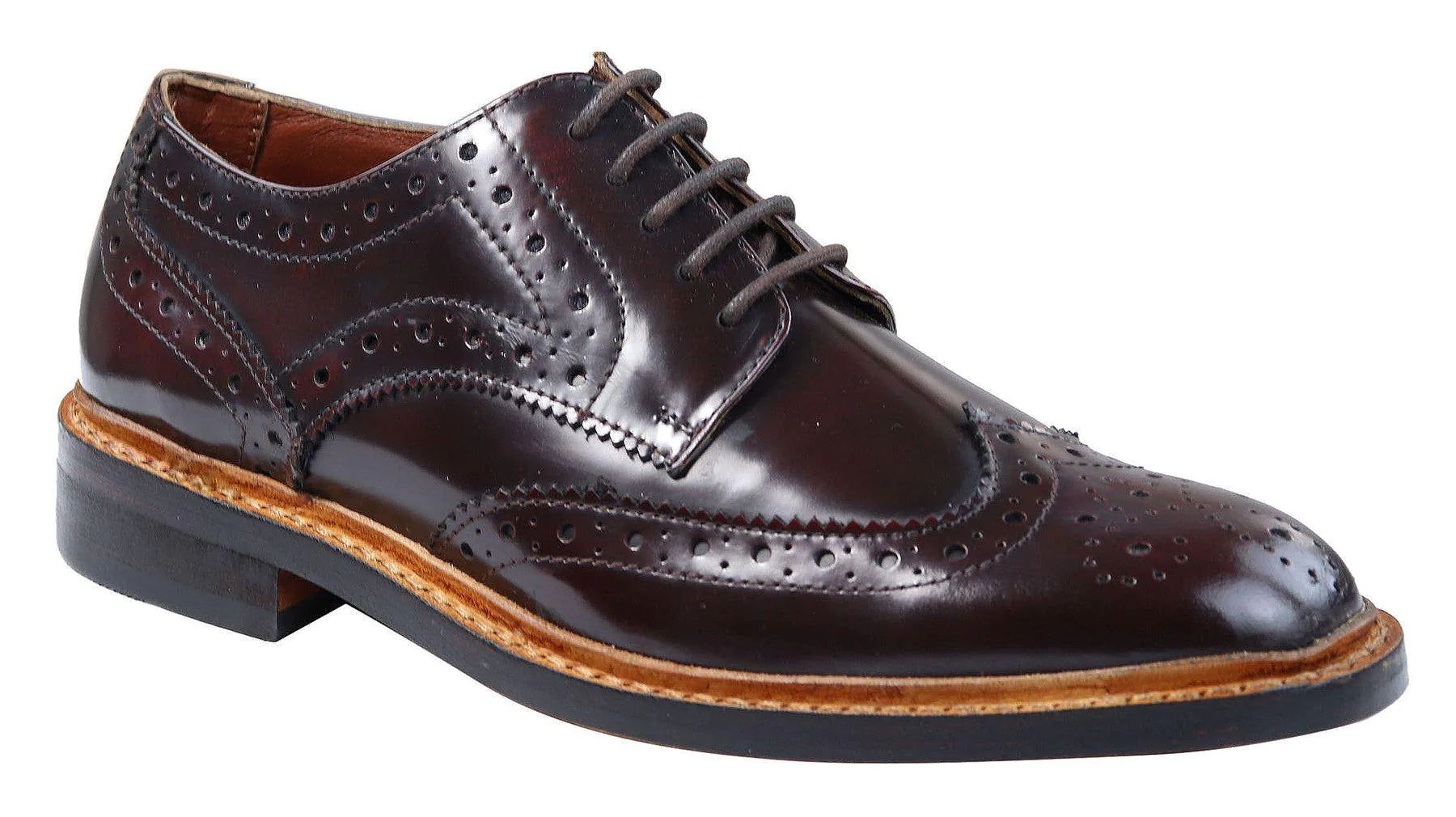 Meeste Oxfordi brogue-kingad paeltega nahast, Goodyeari õmblustega, tan-pruunid, burgundiapunased