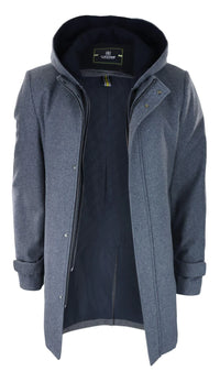 Meeste 3/4 pikk mantel, hall jakk, eemaldatava kapuutsiga, nutikas vabaaja talvine soe villane jope