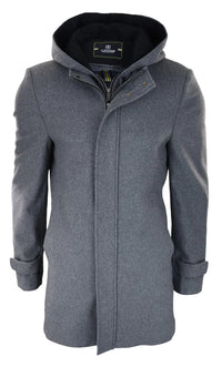 Meeste 3/4 pikk mantel, hall jakk, eemaldatava kapuutsiga, nutikas vabaaja talvine soe villane jope