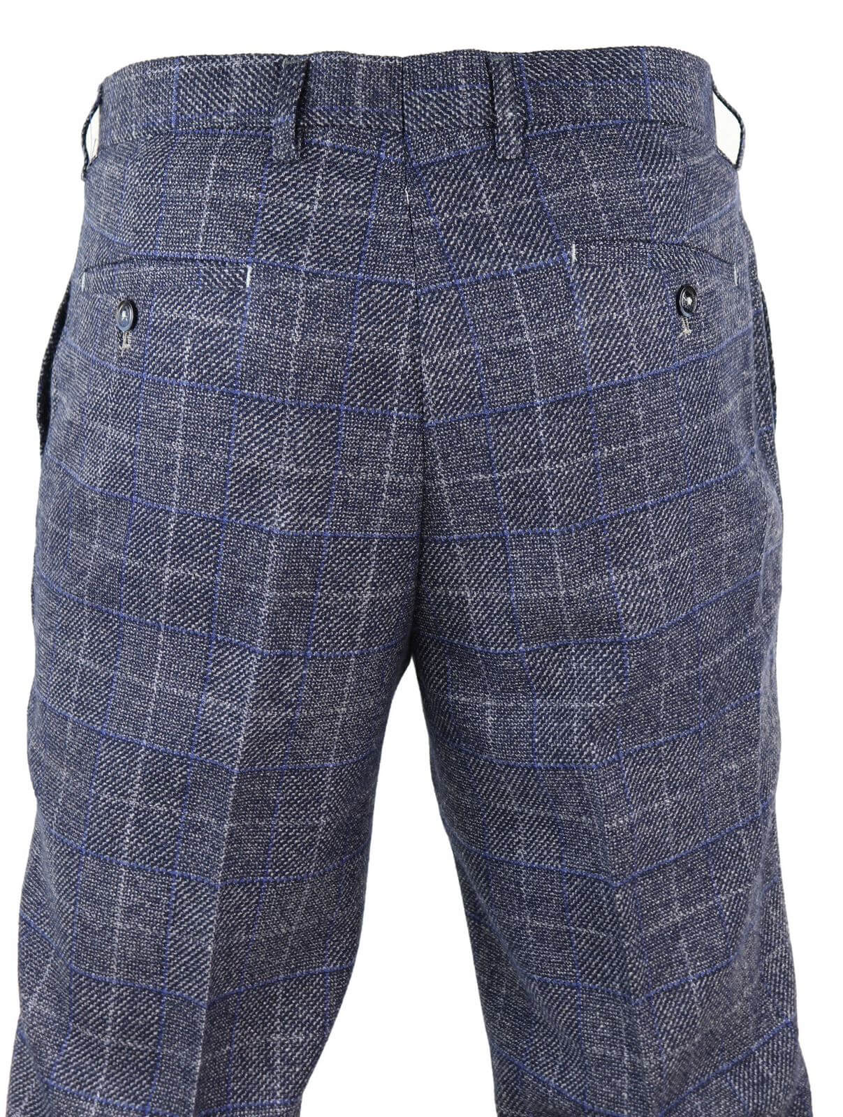 Meeste sinised ruudulised vintage-püksid - Cavani Miles