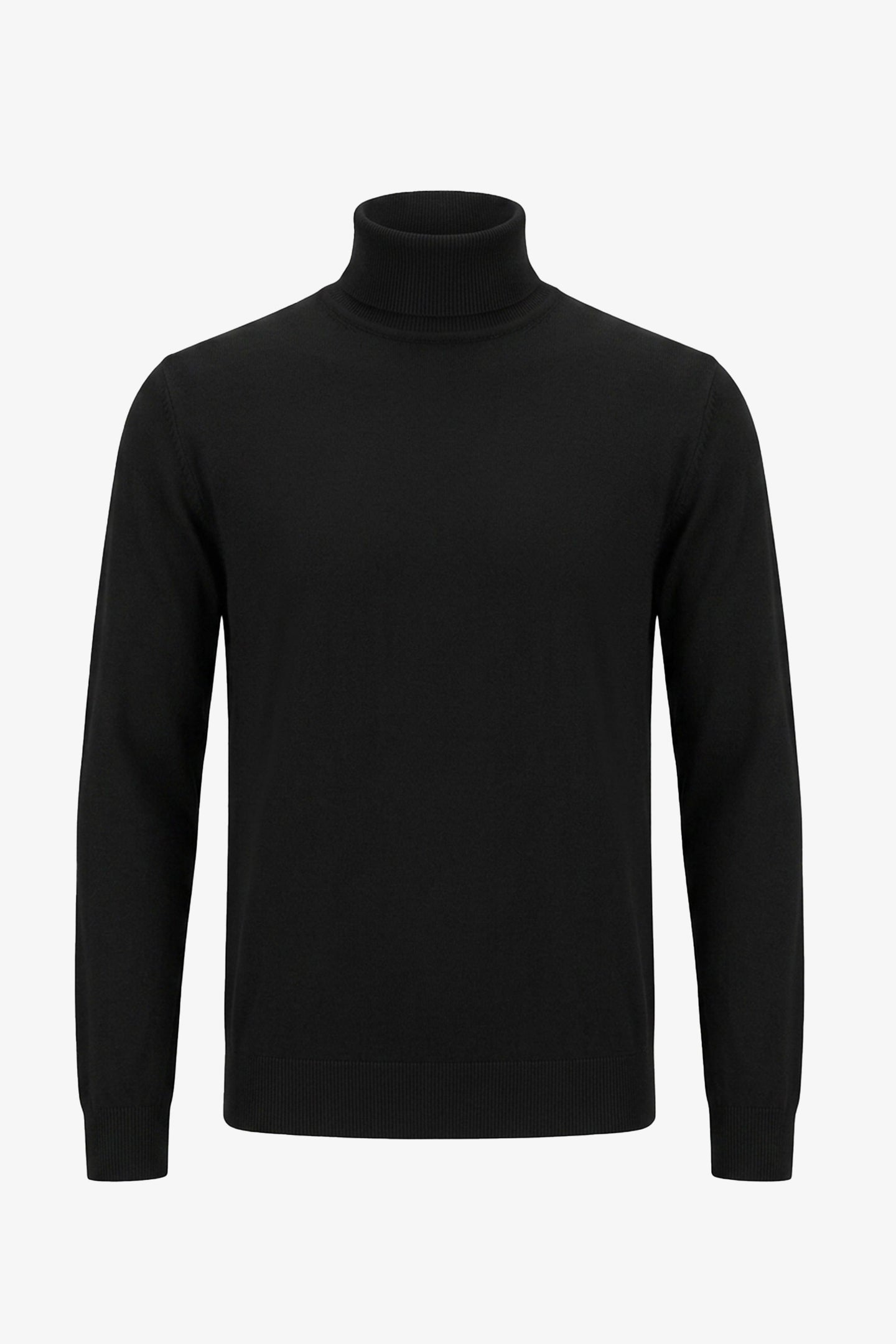 Meeste must kõrge kaelusega kampsun pehmest viskoossegu kangast pikkade varrukatega kootud pullover