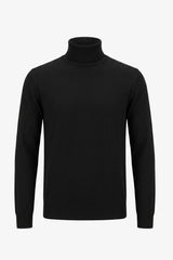 Meeste must kõrge kaelusega kampsun pehmest viskoossegu kangast pikkade varrukatega kootud pullover