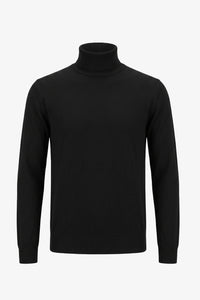 Meeste must kõrge kaelusega kampsun pehmest viskoossegu kangast pikkade varrukatega kootud pullover