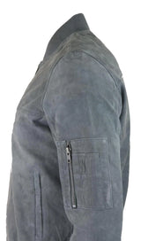 Meeste ehtsast seemisnahast bomberjakk, nahast, vabaaja, ülikoolilinnaku stiilis, hall