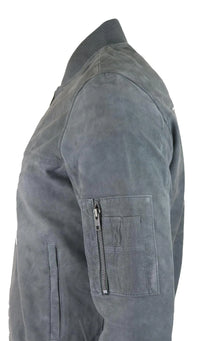 Meeste ehtsast seemisnahast bomberjakk, nahast, vabaaja, ülikoolilinnaku stiilis, hall