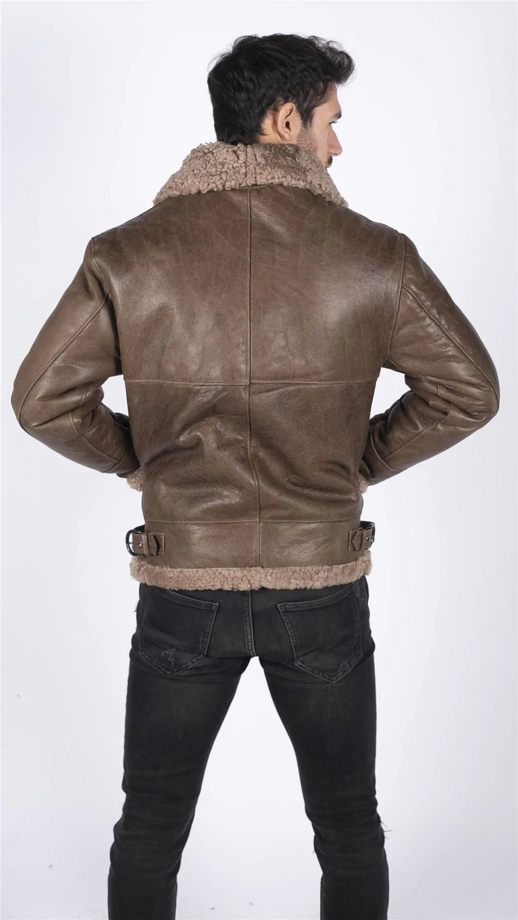 Meeste ehtne lambanahk B3 Flying Aviator Vintage pruun lambanahk