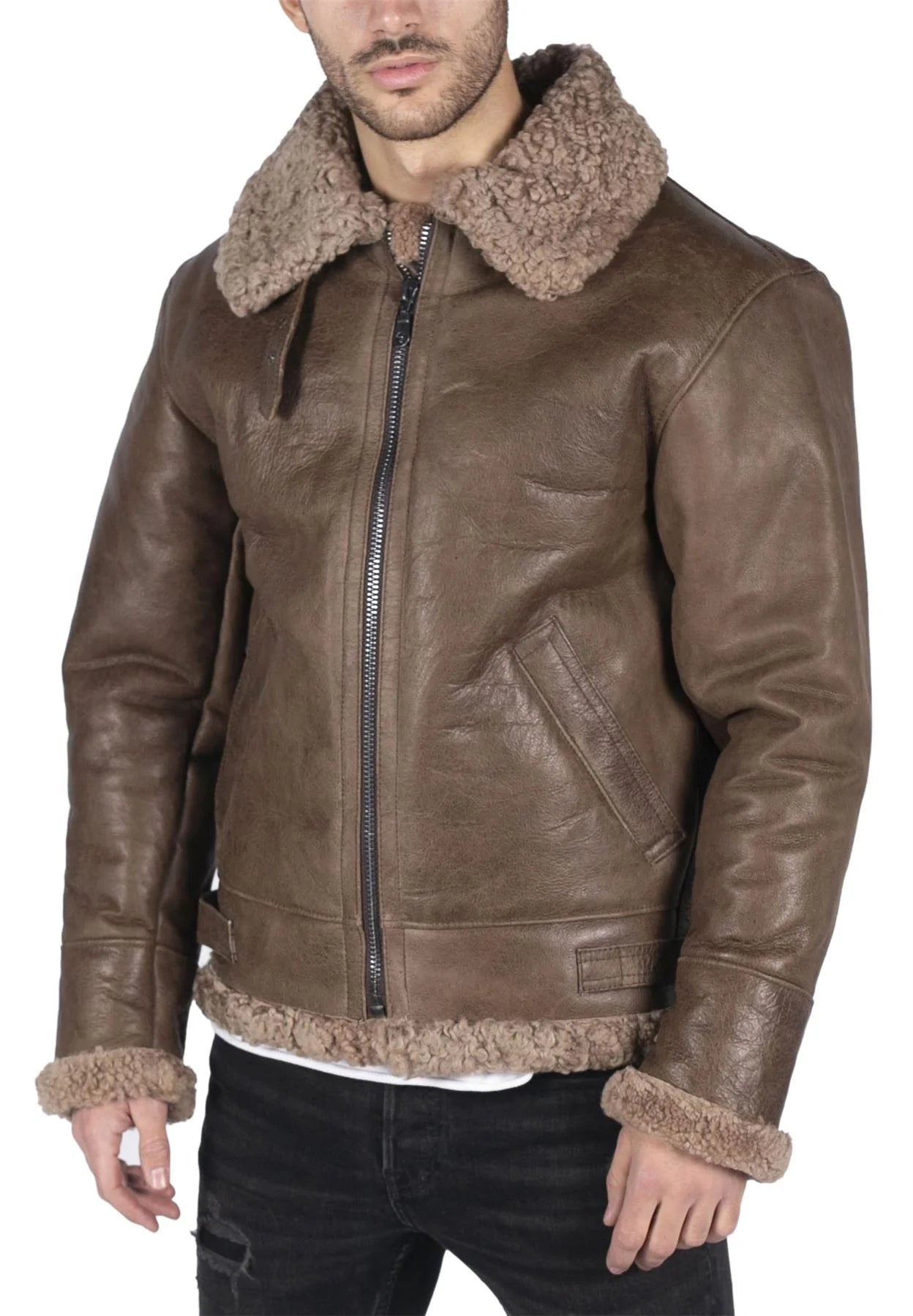 Meeste ehtne lambanahk B3 Flying Aviator Vintage pruun lambanahk