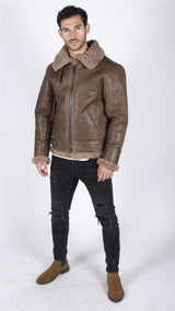 Meeste ehtne lambanahk B3 Flying Aviator Vintage pruun lambanahk