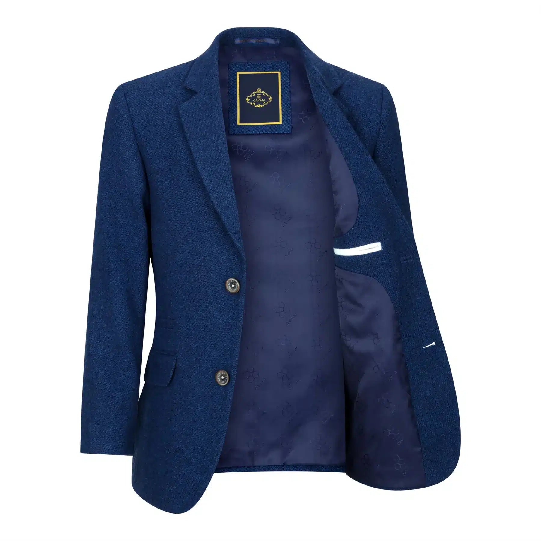 Poiste kolmeosaline villane ülikond, sinine tviidkangast, vintage 1920ndate klassikaline nelja taskuga vest