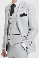 Mark meeste halli kivimustriga kolmeosaline tviidruuduline ülikond pruuni äärisega pulmadeks ja lõpupidudeks