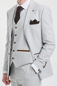 Mark meeste halli kivimustriga kolmeosaline tviidruuduline ülikond pruuni äärisega pulmadeks ja lõpupidudeks