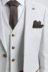 Mark meeste halli kivimustriga kolmeosaline tviidruuduline ülikond pruuni äärisega pulmadeks ja lõpupidudeks