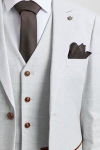 Mark meeste halli kivimustriga kolmeosaline tviidruuduline ülikond pruuni äärisega pulmadeks ja lõpupidudeks