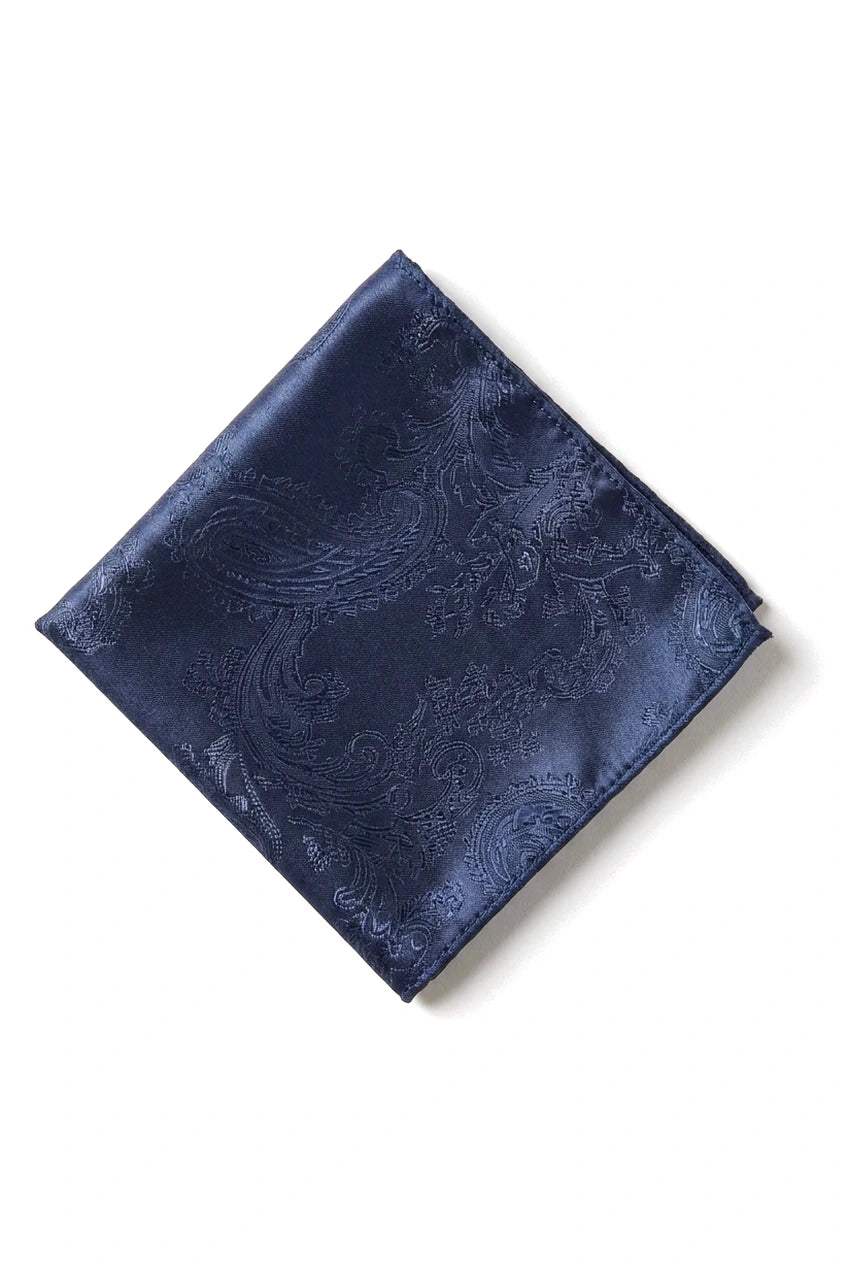 Paisley kaelusega tumesinine lipsu kinkekomplekt taskuruuduga mansetinööbid lilleline satiinlips