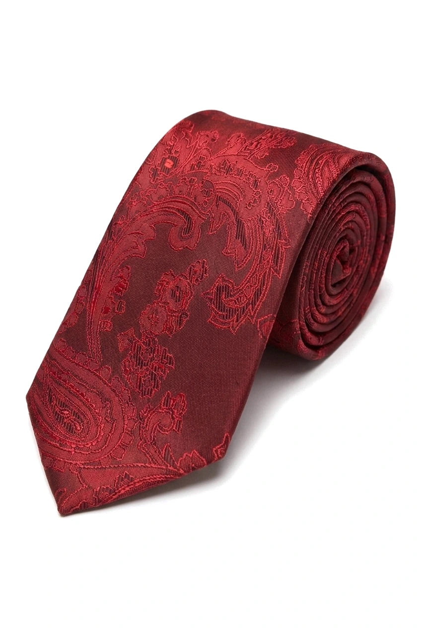 Paisley kaelusega punane lips, kinkekomplekt, taskurätik, mansetinööbid, lilleline satiinlips