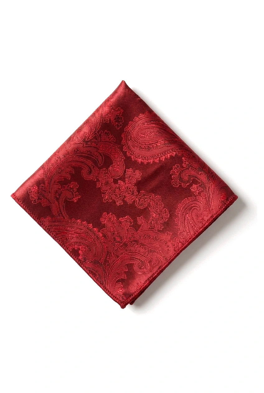 Paisley kaelusega punane lips, kinkekomplekt, taskurätik, mansetinööbid, lilleline satiinlips