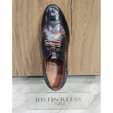 Ross - meeste mustad lillelise mustriga koljumustriga nahast brogue-kingad