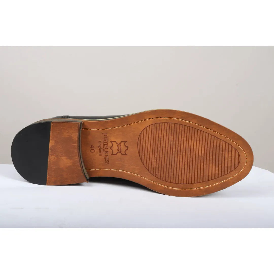 Ross - meeste mustad lillelise mustriga koljumustriga nahast brogue-kingad