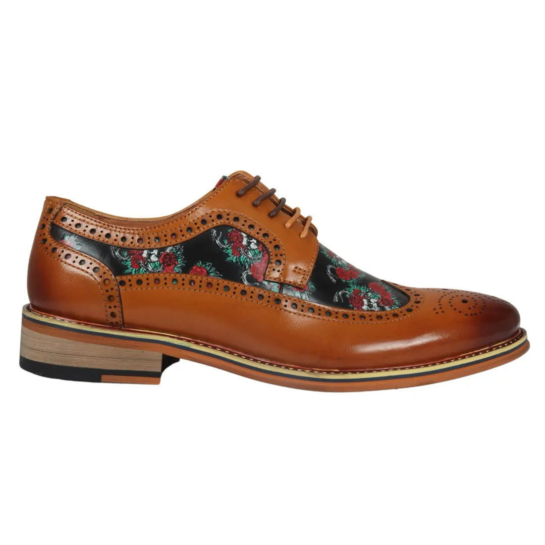 Ross - meeste pruunid lillelise koljumustriga nahast brogue-kingad