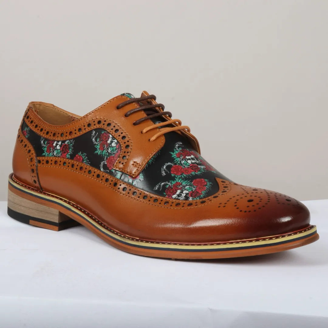 Ross - meeste pruunid lillelise koljumustriga nahast brogue-kingad