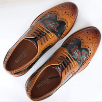 Ross - meeste pruunid lillelise koljumustriga nahast brogue-kingad