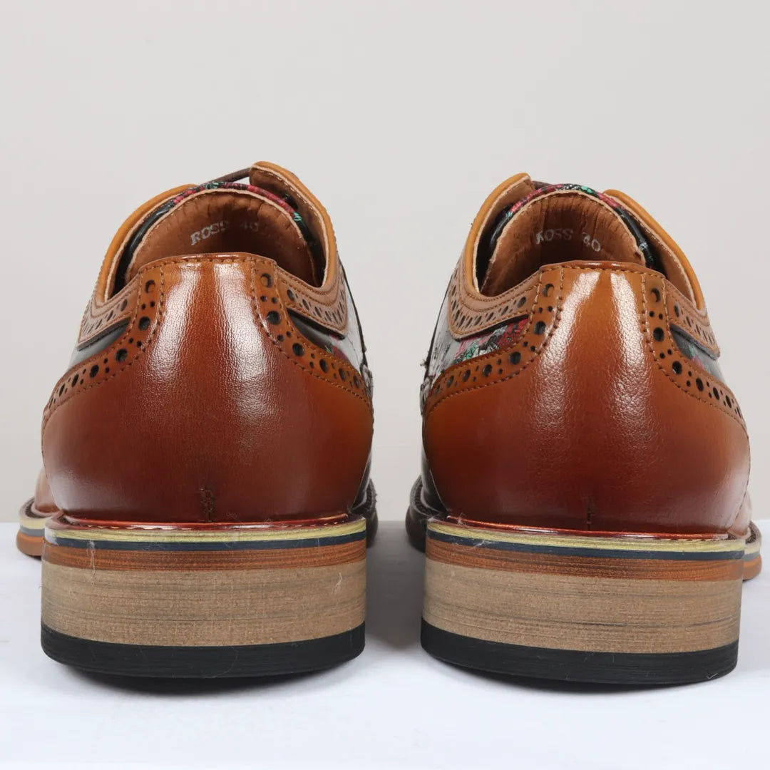 Ross - meeste pruunid lillelise koljumustriga nahast brogue-kingad