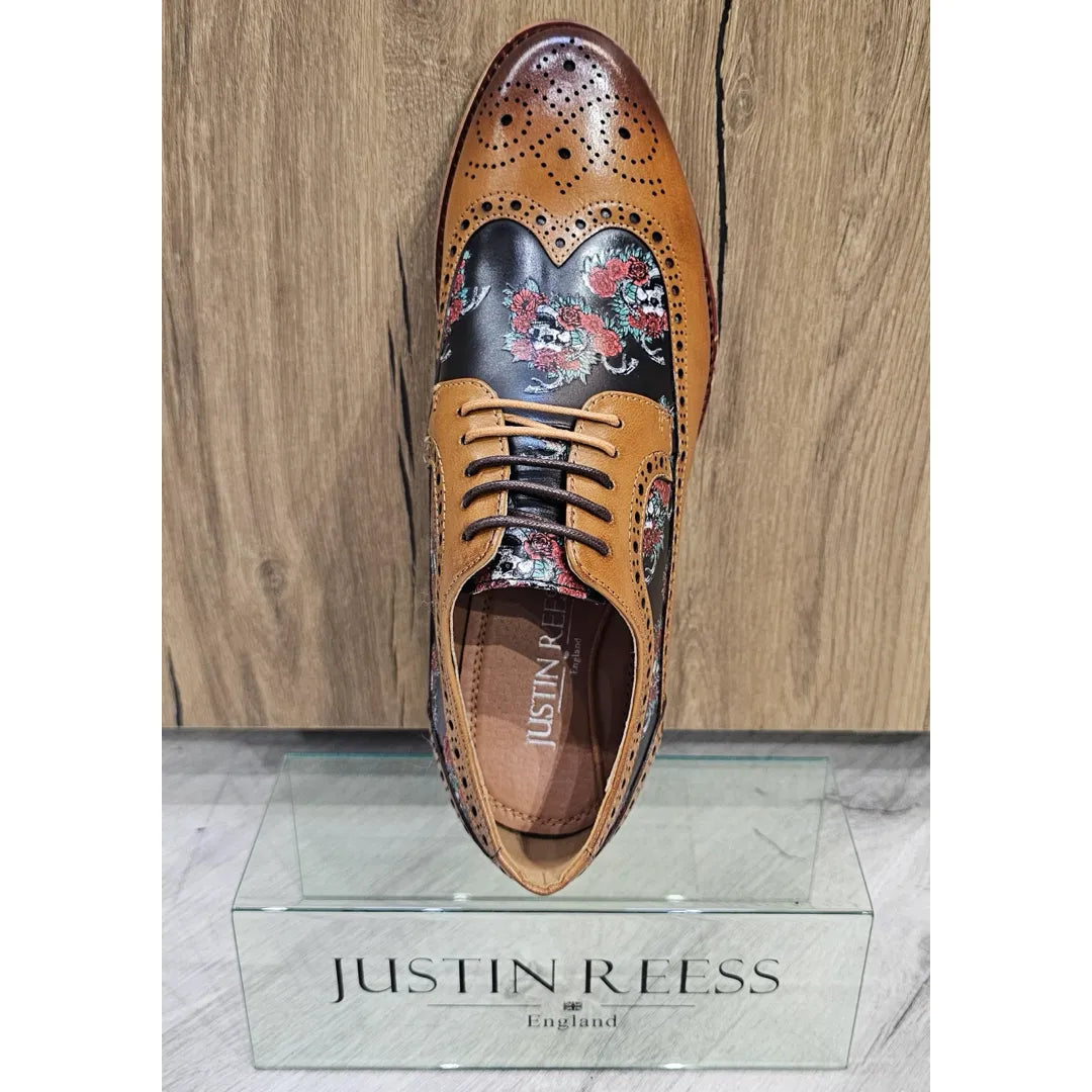 Ross - meeste pruunid lillelise koljumustriga nahast brogue-kingad