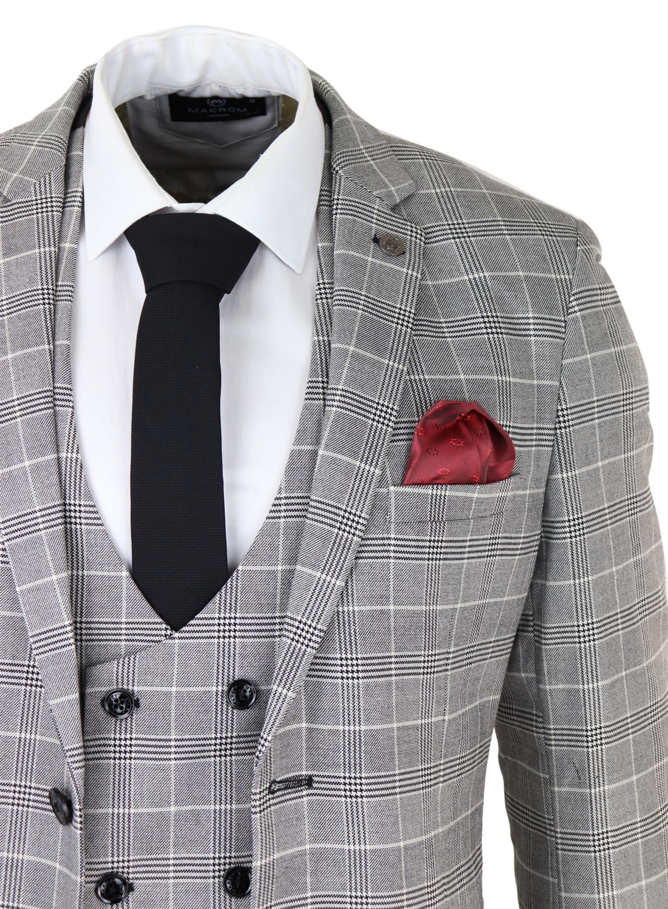 Meeste Marc Darcy hall ruuduline ülikond Walesi prints Ross Office Wedding Slim Fit Classic