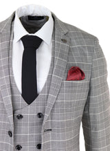 Meeste Marc Darcy hall ruuduline ülikond Walesi prints Ross Office Wedding Slim Fit Classic