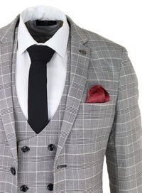 Meeste Marc Darcy hall ruuduline ülikond Walesi prints Ross Office Wedding Slim Fit Classic