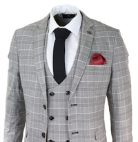 Meeste Marc Darcy hall ruuduline ülikond Walesi prints Ross Office Wedding Slim Fit Classic