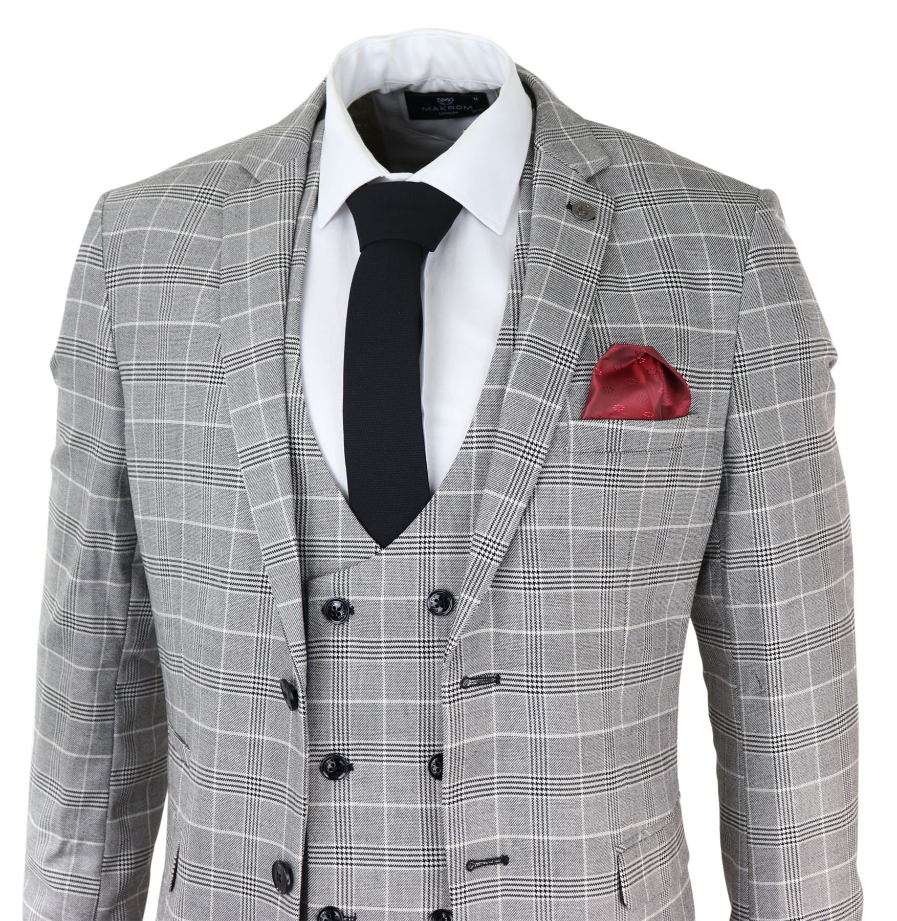 Meeste Marc Darcy hall ruuduline ülikond Walesi prints Ross Office Wedding Slim Fit Classic