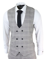 Meeste Marc Darcy hall ruuduline ülikond Walesi prints Ross Office Wedding Slim Fit Classic