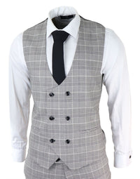 Meeste Marc Darcy hall ruuduline ülikond Walesi prints Ross Office Wedding Slim Fit Classic