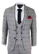 Meeste Marc Darcy hall ruuduline ülikond Walesi prints Ross Office Wedding Slim Fit Classic