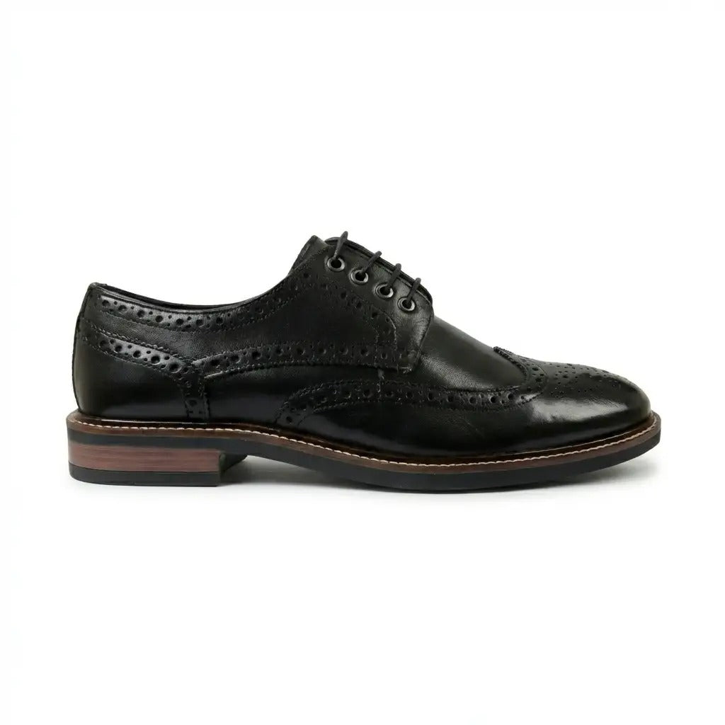 Stokes - meeste mustad nahast tiivakujulised brogue-nahast paeltega kingad