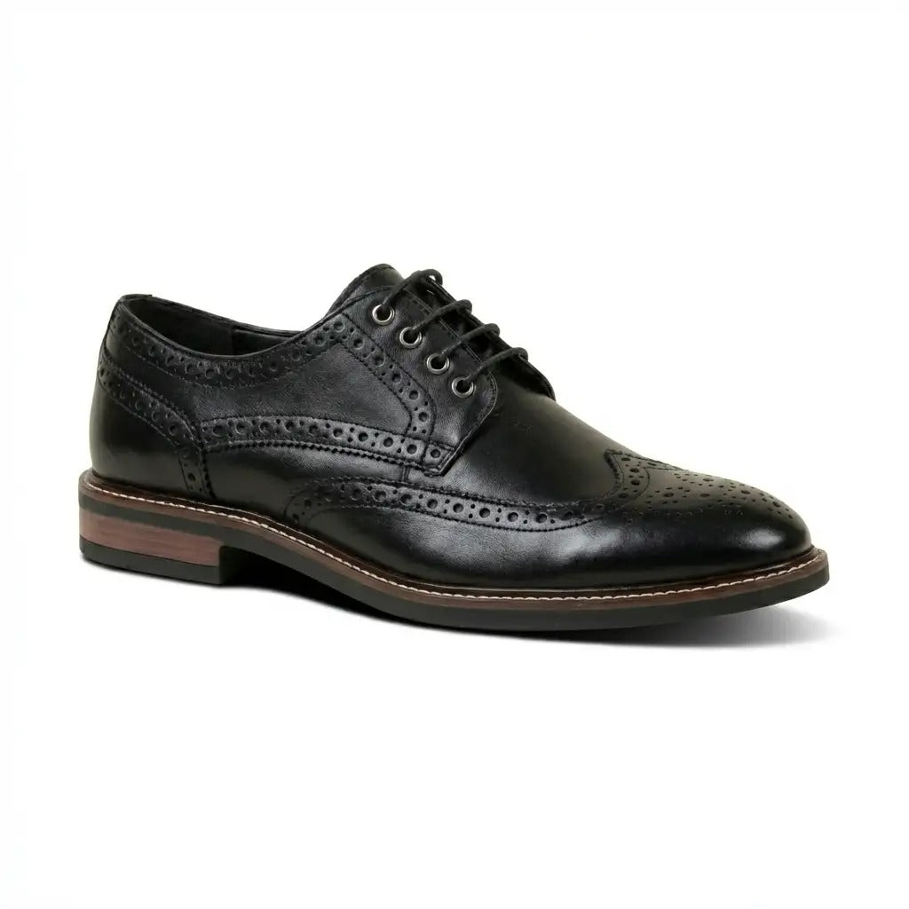 Stokes - meeste mustad nahast tiivakujulised brogue-nahast paeltega kingad