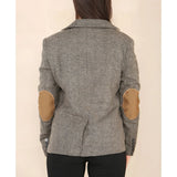 Naiste kalasabamustriga tviidbleiser tammepruun klassikaline jakk