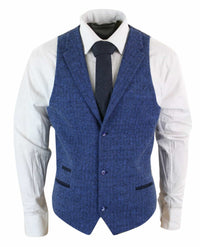Meeste sinine tviidvest kalasabamustriga villast Peaky Blinders Vintage Retro
