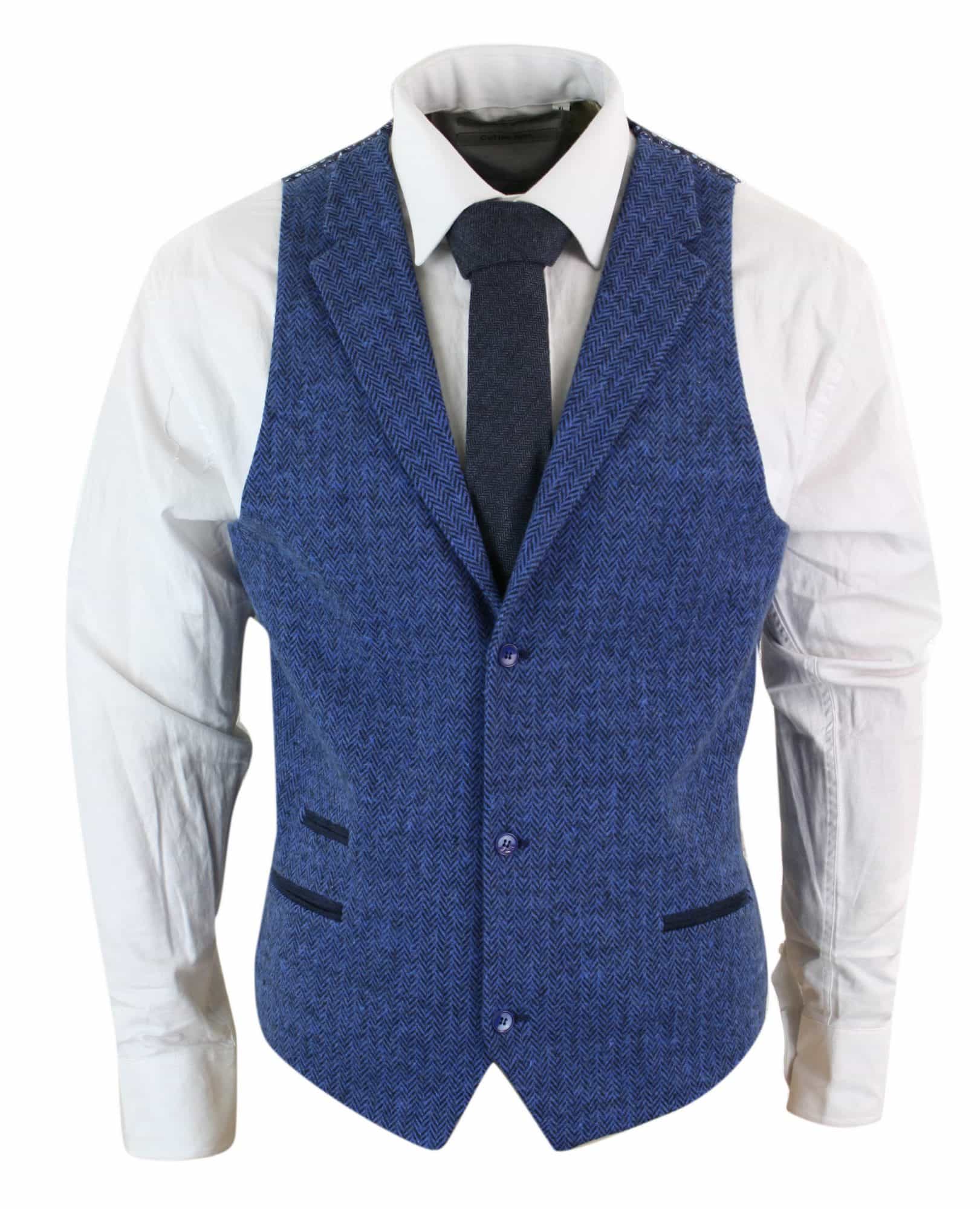 Meeste sinine tviidvest kalasabamustriga villast Peaky Blinders Vintage Retro