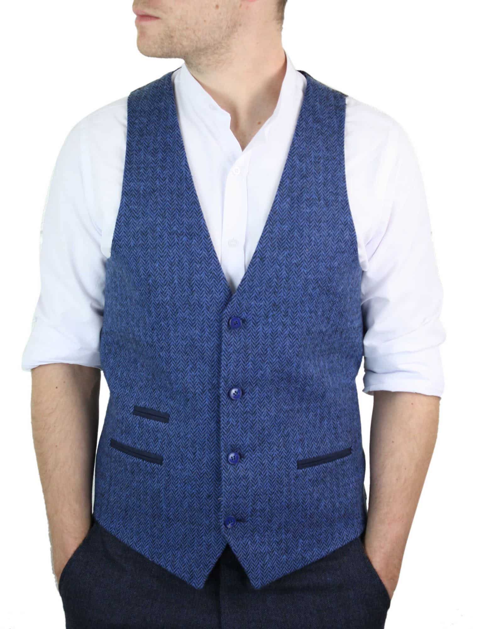 Meeste sinine tviidvest kalasabamustriga villast Peaky Blinders Vintage Retro