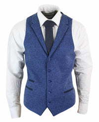 Meeste sinine tviidvest kalasabamustriga villast Peaky Blinders Vintage Retro