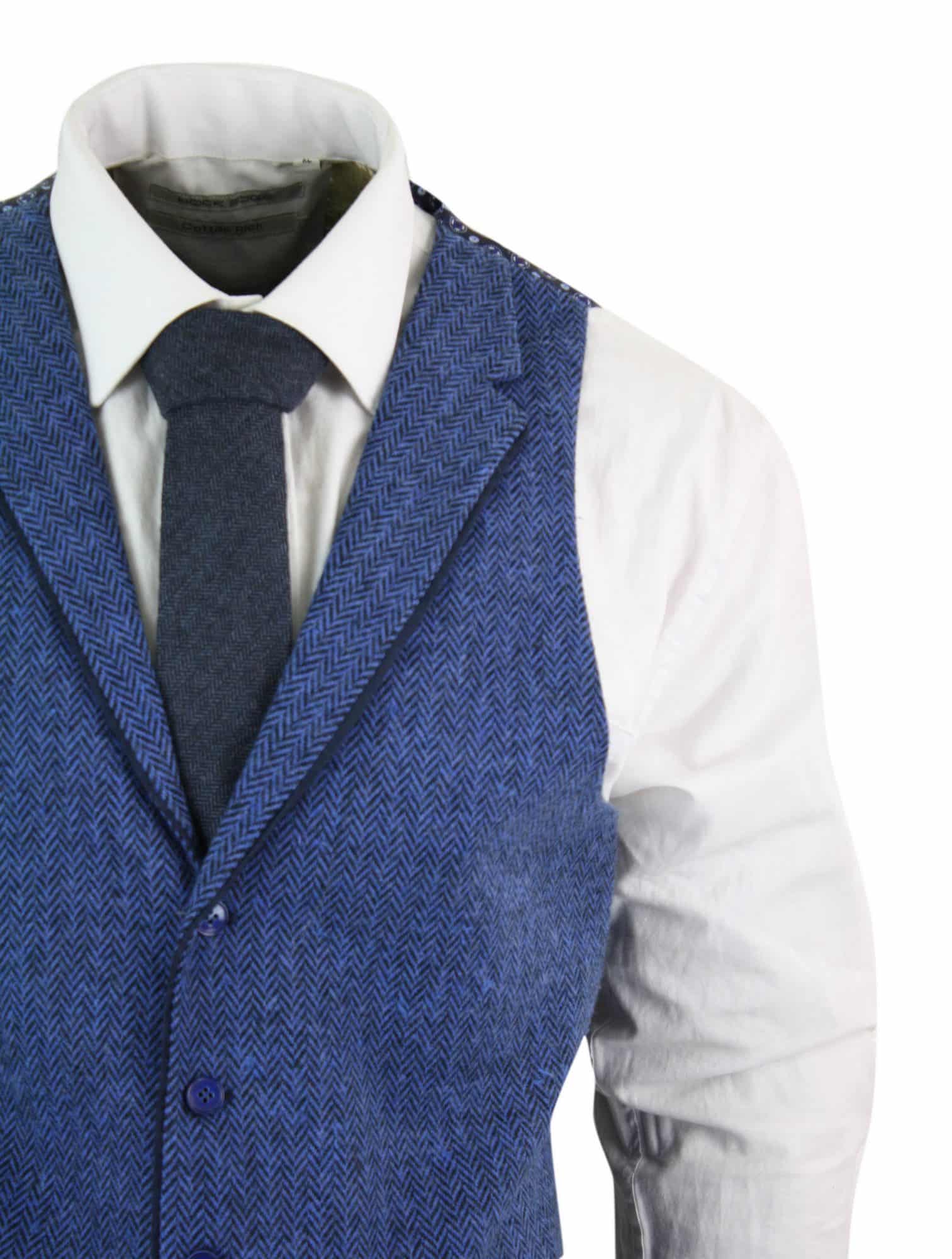 Meeste sinine tviidvest kalasabamustriga villast Peaky Blinders Vintage Retro