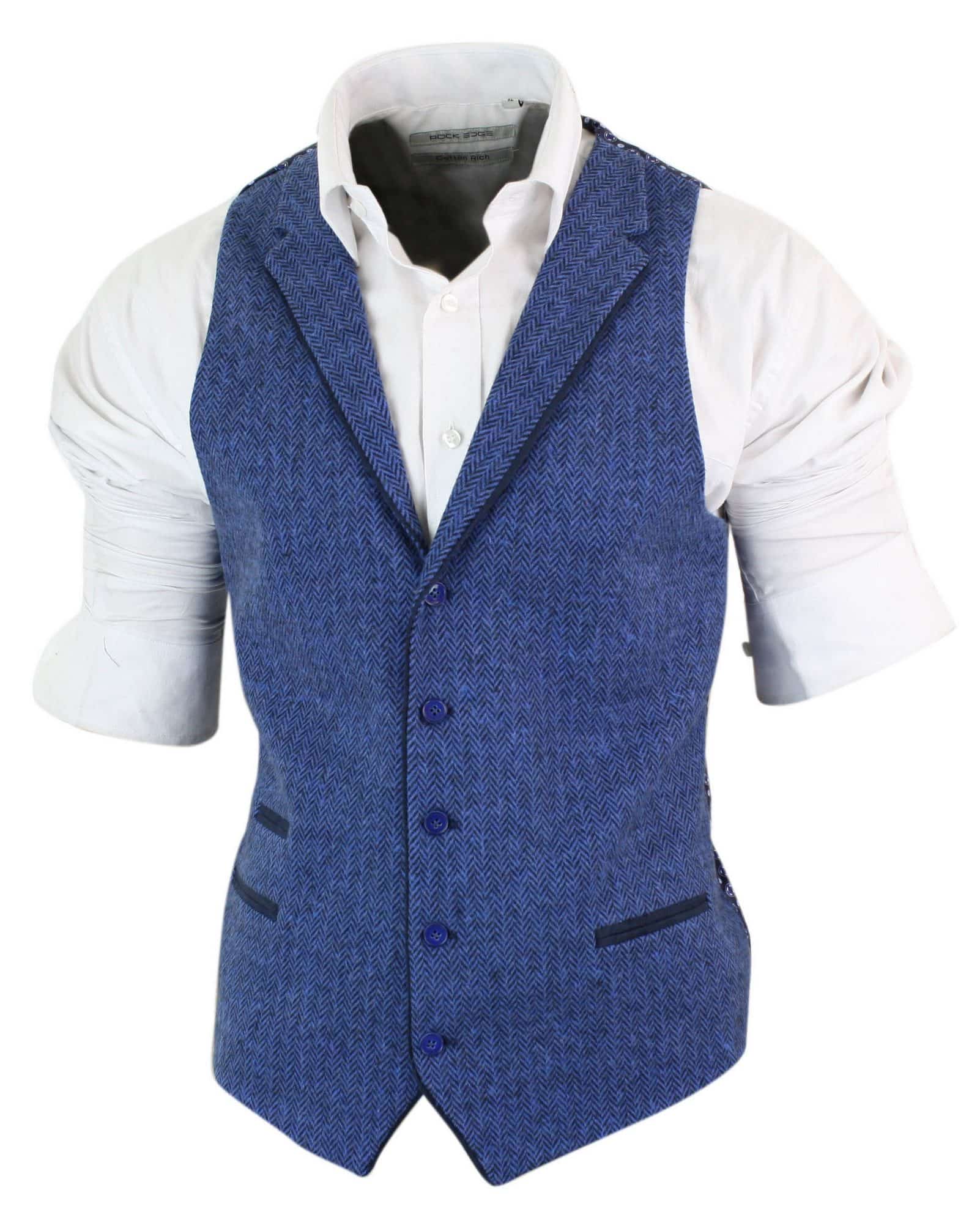 Meeste sinine tviidvest kalasabamustriga villast Peaky Blinders Vintage Retro