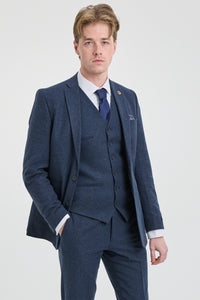 Meeste tumesinine Peaky Blindersi villane ülikond