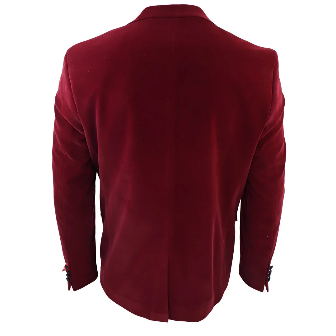 Meeste veinipunane sametist smokinguga bleiser satiinist revääridega õhtusöök pulm ballile must lips