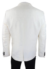 Meeste Paisley smokinguga bleiser ja vest brokaatmustriga õhtujakk satiinist elevandiluuvärvi must