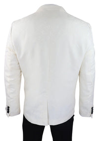 Meeste Paisley smokinguga bleiser ja vest brokaatmustriga õhtujakk satiinist elevandiluuvärvi must